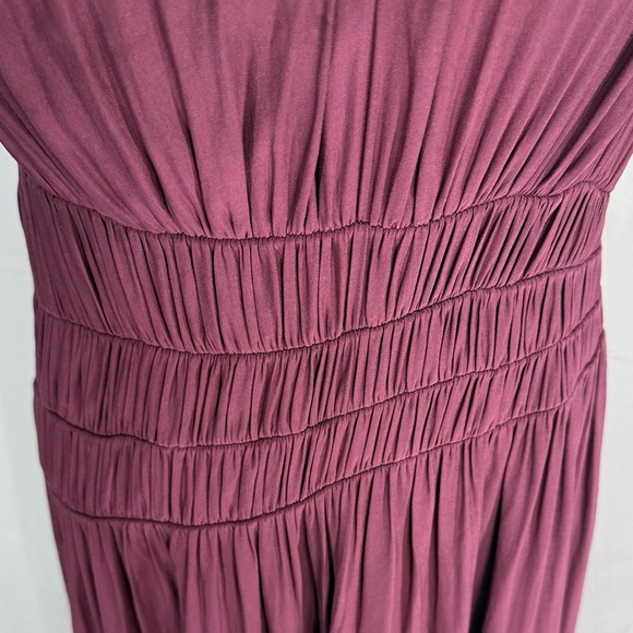 MOULINETTE SOEURS ANTHROPOLOGIE SMOCKED HALTER MIDI DRESS PURPLE RED SIZE 2 - Picture 5 of 9